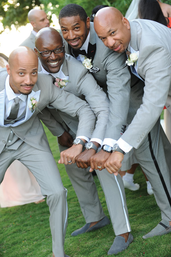 Groom friends in wedding ceremony