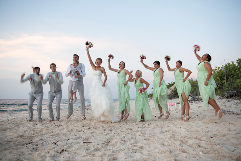 Bride dancing with bridesmaids 