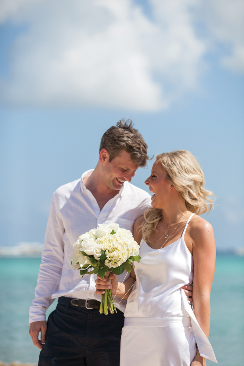 Couple with bouquet
